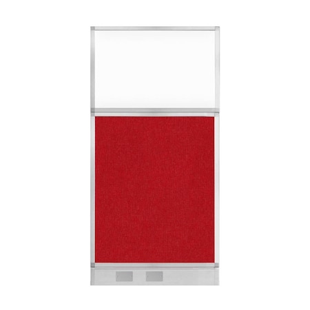 Versare Hush Panel Configurable Cubicle Partition 3' x 6' Red Fabric Clear Window w/ Cable Channel 1856327-2